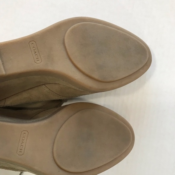 Coach Cassy tan nude suede leather wedge tie ankle boots booties 8.5 - Picture 9 of 15